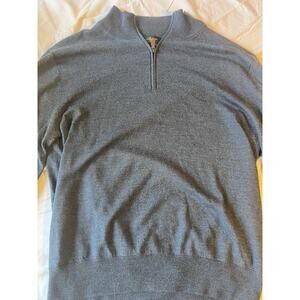 Brooks Brothers Sweater Men XL Gray 100% Saxon Wool Pullover Long Sleeve